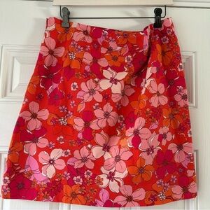 Talbots Vibrant Floral Mini Skirt in Red and Pink